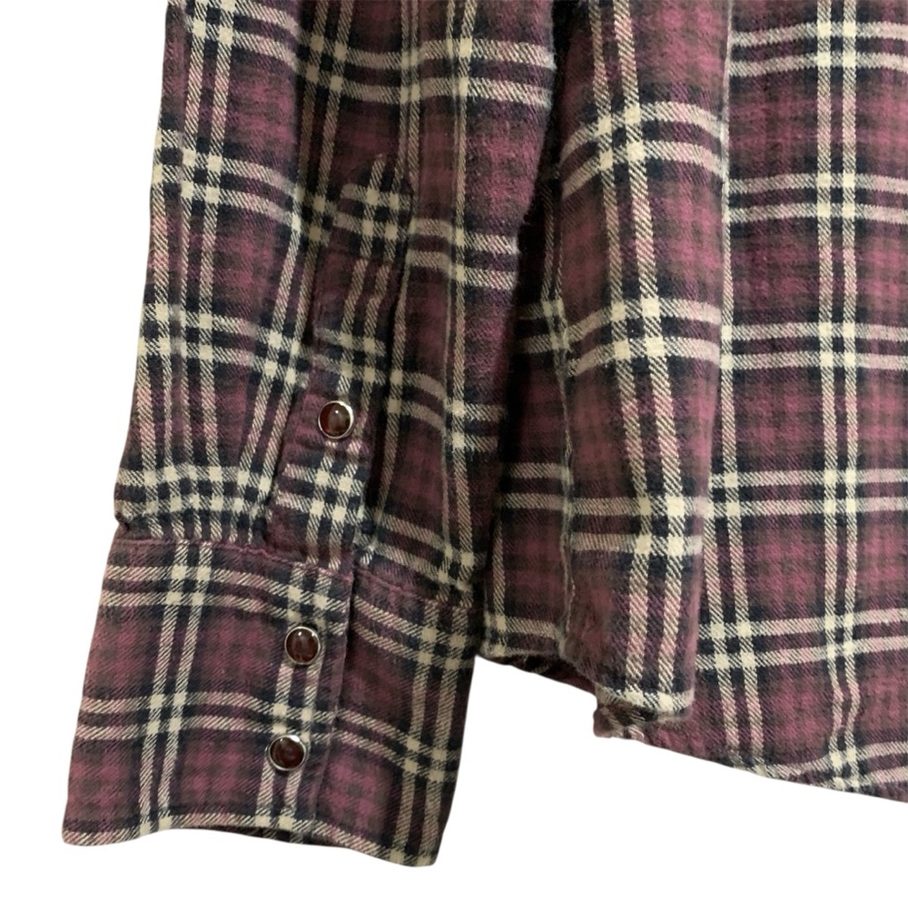 Vintage Red Brand Western Pearl Snap Buttons LS Flannel Shirt Size Large - Picture 5 of 6